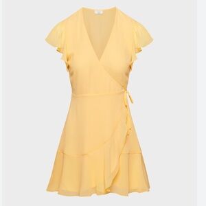 🌼 Aritzia Sunday Best “Lawn” Wrap Dress – Butter Yellow – Size 8
